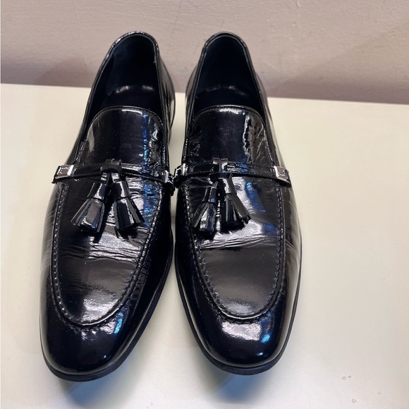 LORIBLU MADE IN ITALY LEATHER  Black Loafers Sleek Slip-Ons - Picture 9 of 15